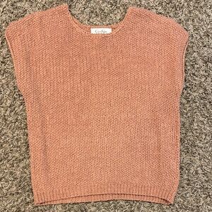 Jessica Simpson Pink Knit Cap-Sleeve Sweater XS